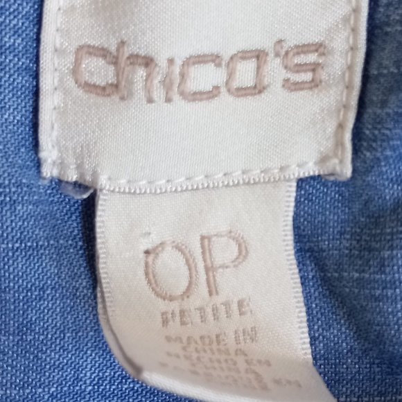 Chico's Effortless Elegance Blue Lyocell Denim Shirt - Size PS - Picture 4 of 5